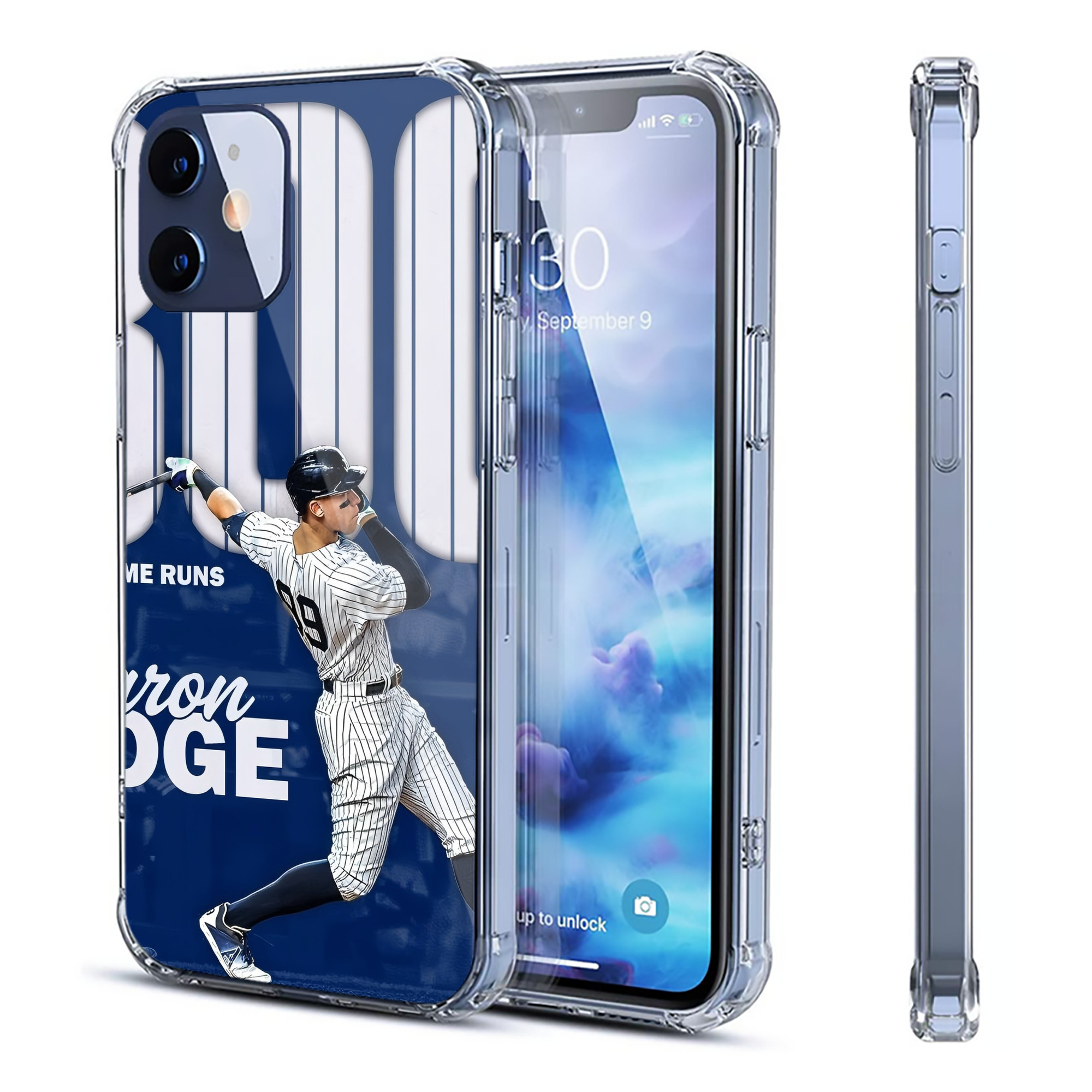 Aaron Judge 300 Home Runs Clear IPhone 12 Case – Soft TPU With UV Print – Enhanced Drop Protection, Precise Fit, Anti-Fingerprint, Customizable Design, Scratch-Resistant, Yellow-Resistant